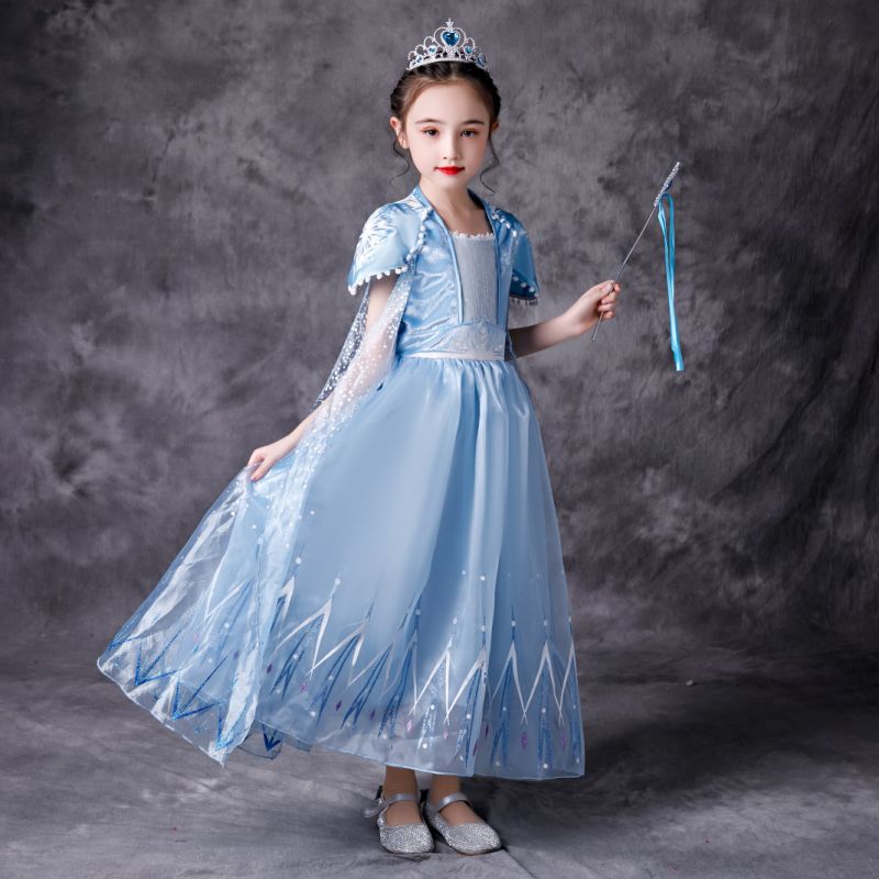 a Girl's Party Princess Dress with a Cloak