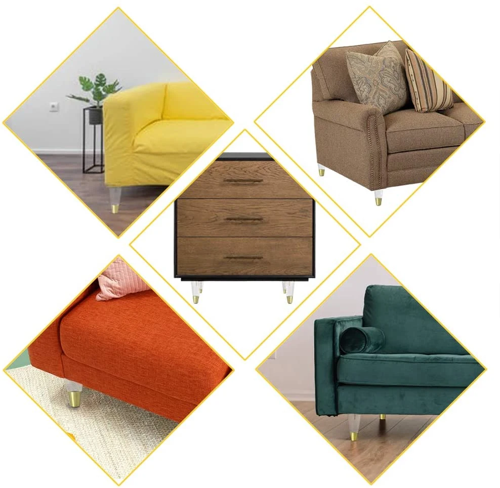 Acrylic Furniture Legs Clear Glass Decor Replacement Sofa Feet for Table Coffee Tables Buffets Cabinet Bed
