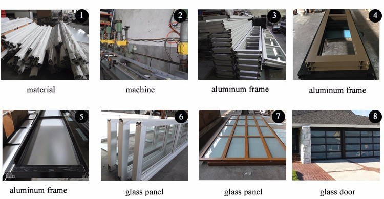 Black Aluminum Tempered Glass / PC Sheet / Mirrored Glass Garage Door