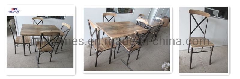 Unihomes Dining Table Set and Kitchen Table with Metal Legs in Walnut Wood Color (Set of 4)