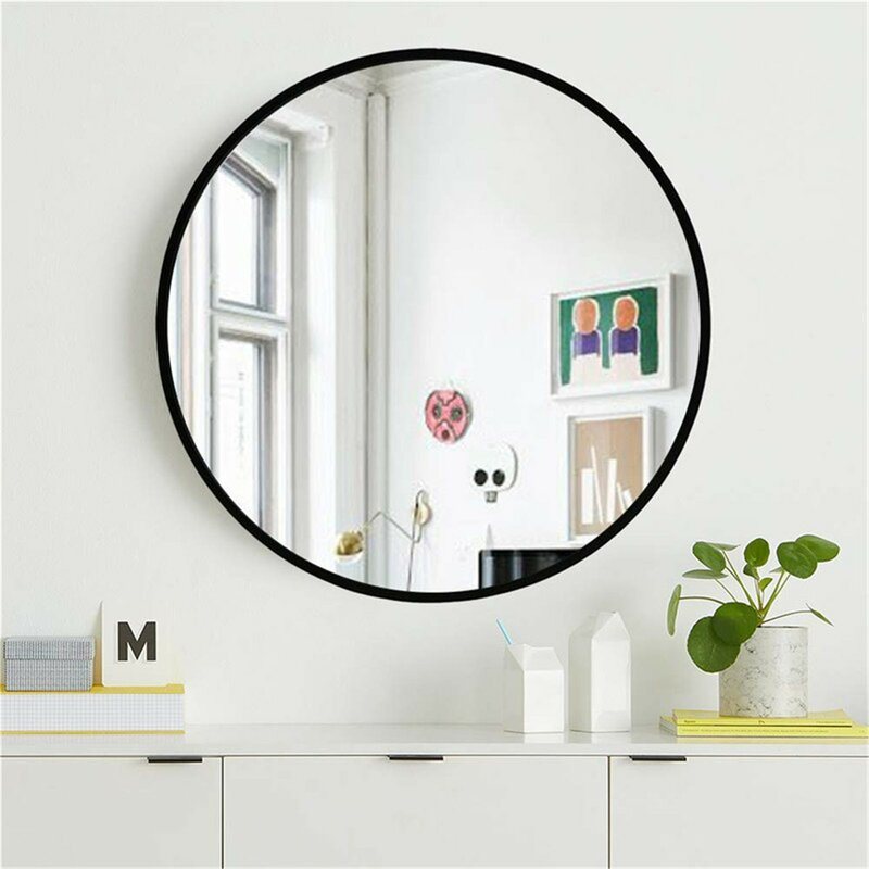 Decorative Wall Mounted Round Metal Mirror PS Framed Mirror for Bathroom Living Room
