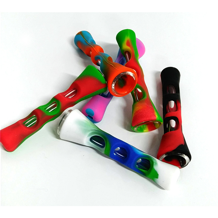 Glass Rubber Silicone Color Smoking Pipe with Glass Bowl