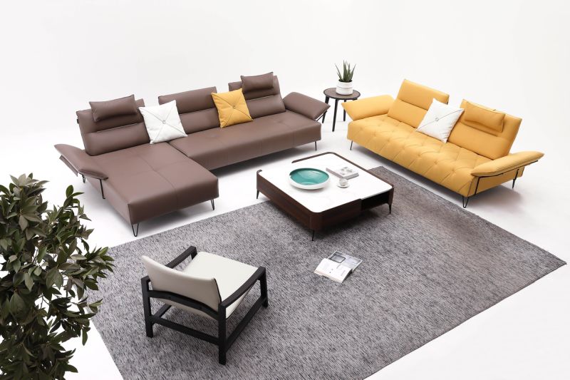 Modern Leather / Fabric Movable Back Sofas for Living Room Furniture