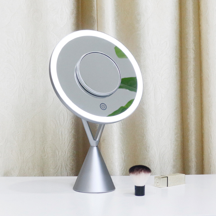 High Definition LED Round Mirror 5X Magnifying Removable Mirror with Touch Sensor