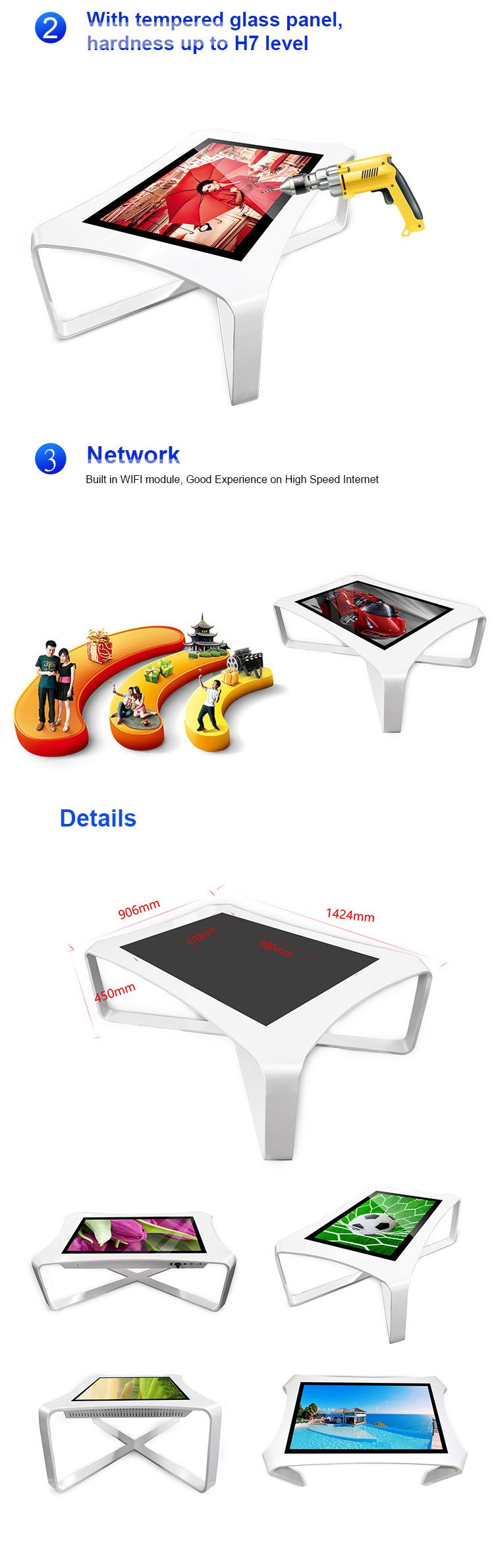 43" Full HD 1080P Android LCD Touch Screen Coffee Table