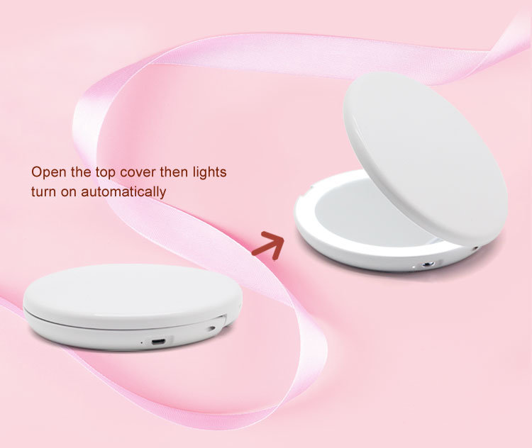 High Definition Rechargeable LED Round Mirror Pocket Mirror