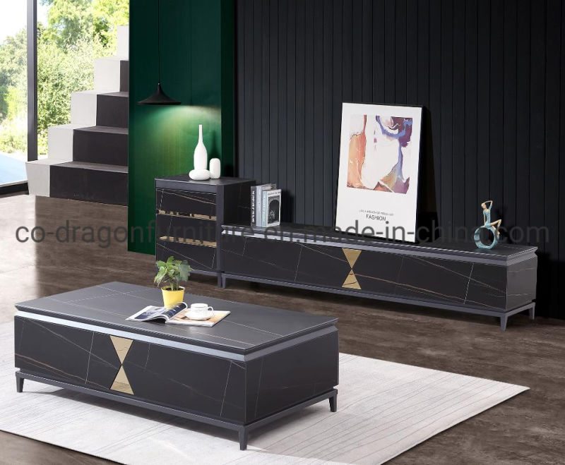 2021 Home Furniture Metal Legs Coffee Table with Marble Top
