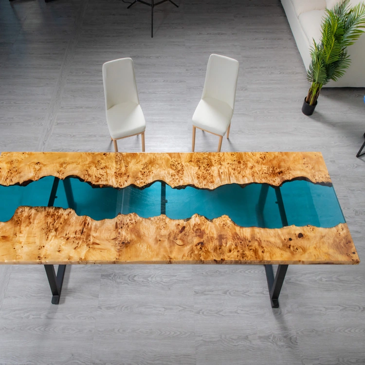 Custom Luxury River Dining Table Solid Walnut Epoxy Resin Dining Table