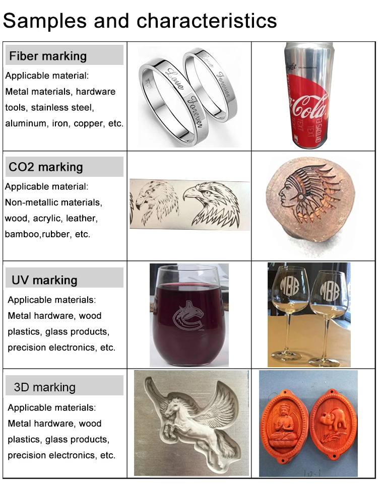 Desktop Metal Brass Customized 3D Crystal Fiber Laser Marking Machine