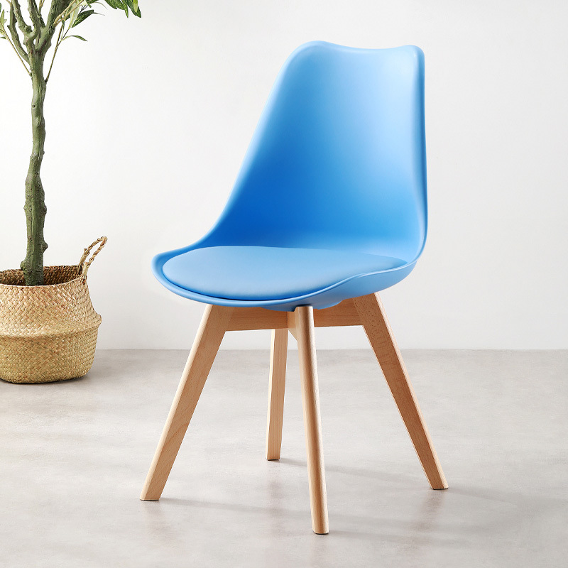 Chaise Plastique Chair for Cafe Terrace Turquoise PP+Wood Chair Modern Dining Sets