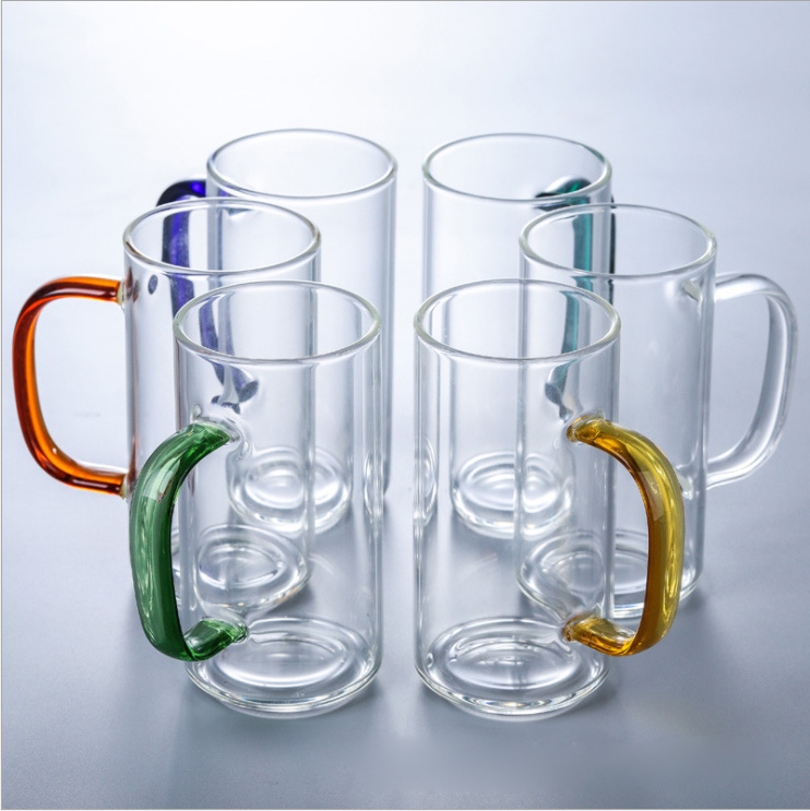 Colorful Handle Glass Cup for Tea/ Coffee or Hot Drinking