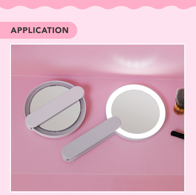 Foldable Handheld LED Makeup Mirror Pocket Mirror