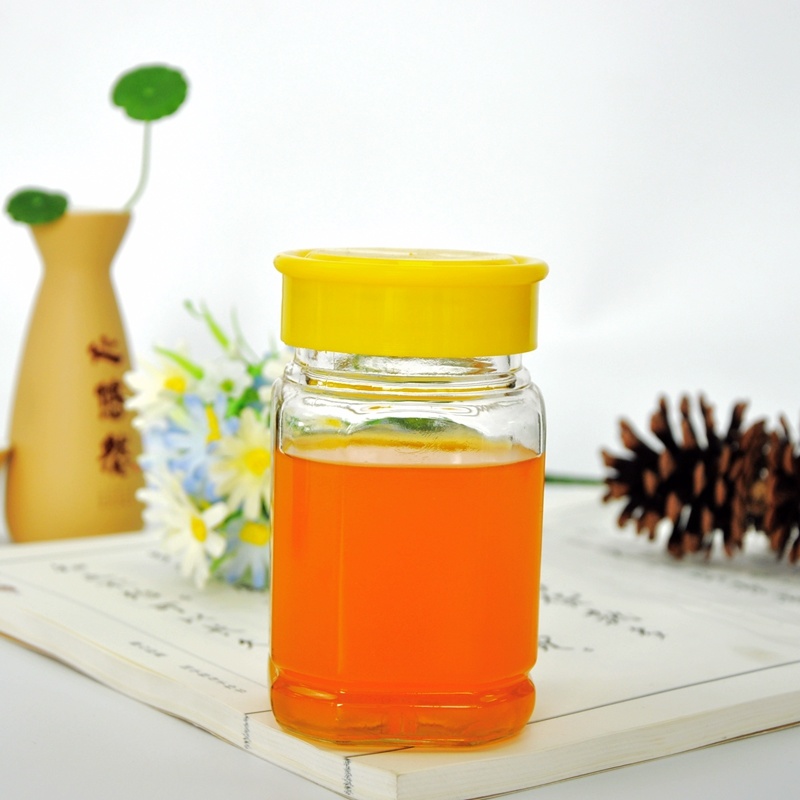 Clear Square Round Corner Jam Honey Packaging Storage Glass Jar