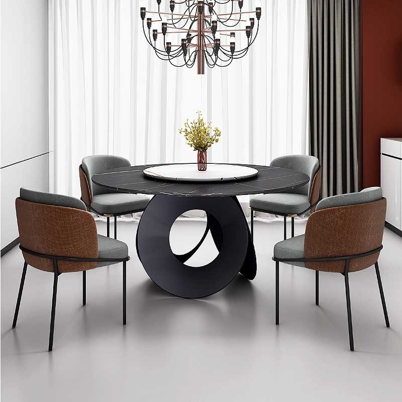 European Style Metal Legs Round Dining Table with Marble Top