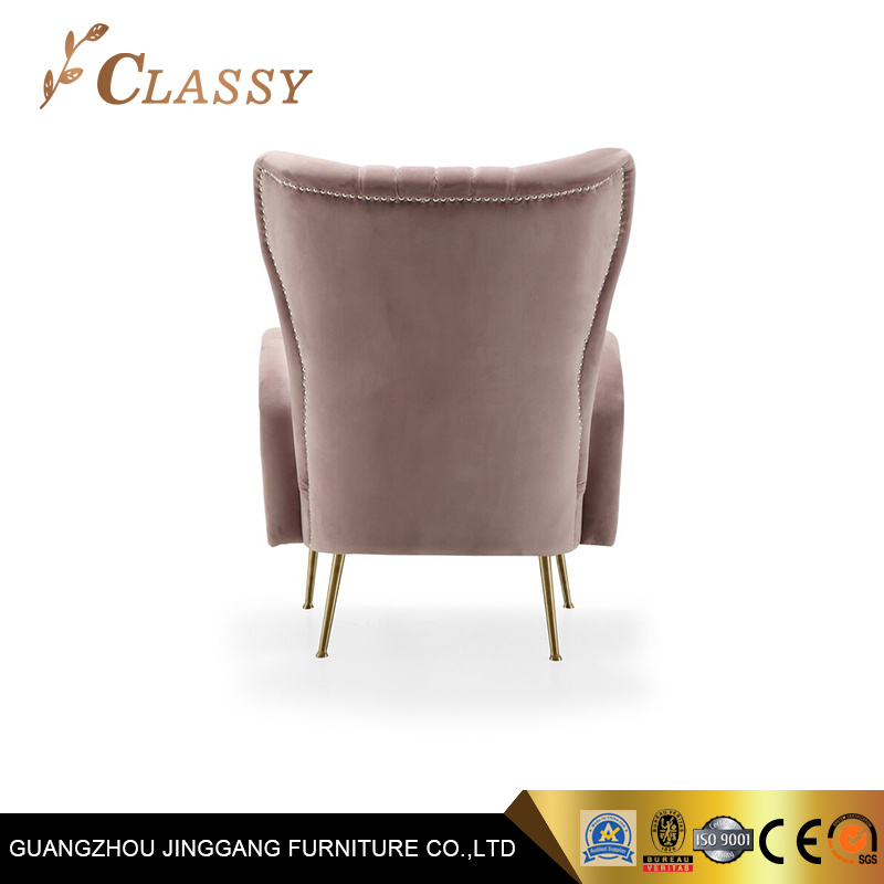 Living Room Furniture Pink Velvet Accent Chair with Stainless Legs