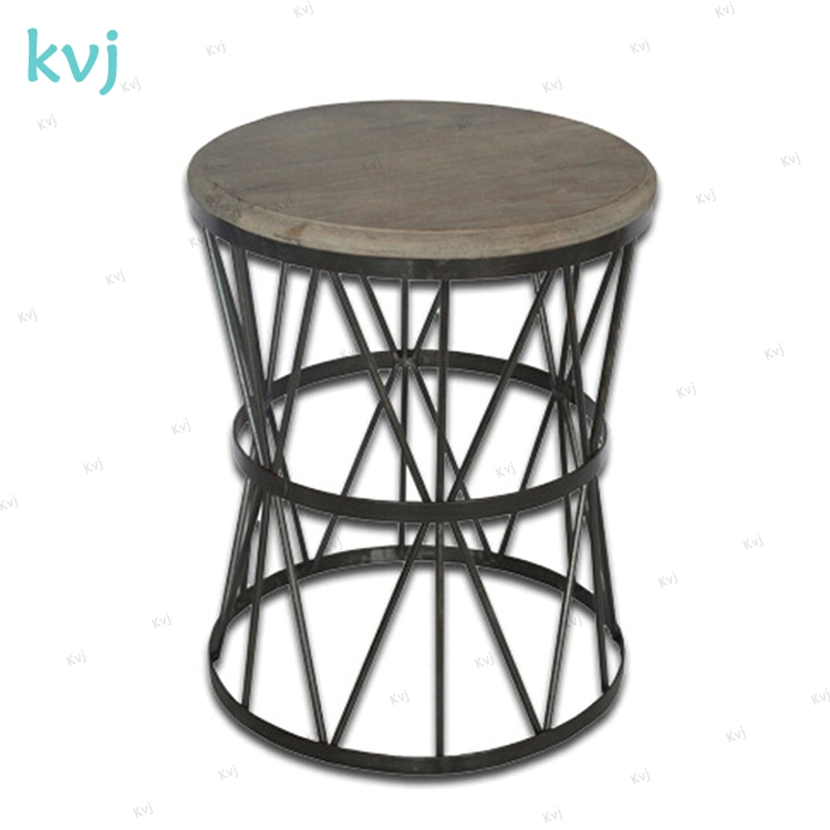 Kvj-7362 Industrial Old Wood Rustic Modern Side Table