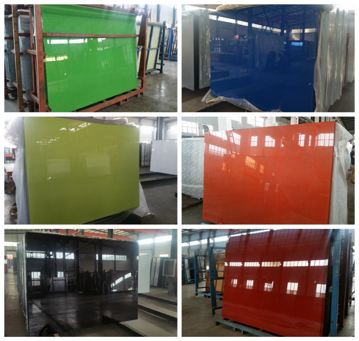 Green Yellow Red Black Painted Laminated Glass Safety Glass