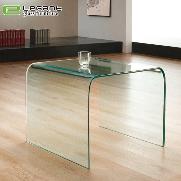 Clear and Grey Round Glass Coffee Table
