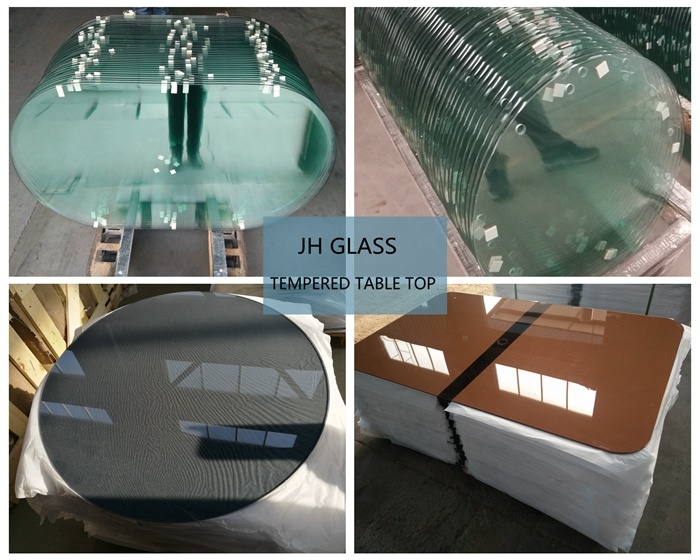 Rectangle Round Shape Toughened Furniture Glass Table Top with Polished Edge