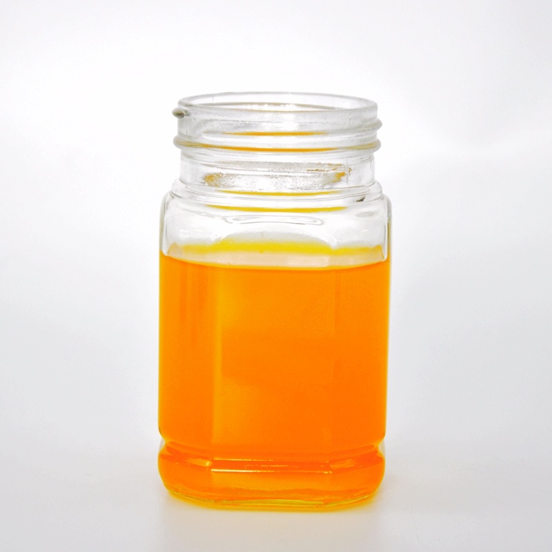 Clear Square Round Corner Jam Honey Packaging Storage Glass Jar
