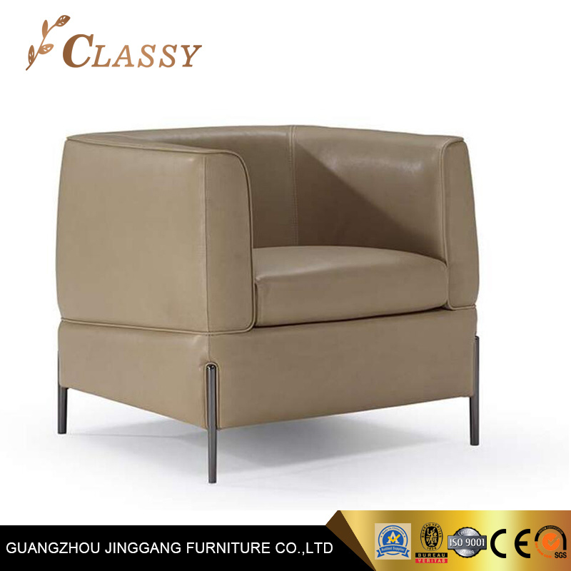 Living Room Leather Leisure Armchair with Leather Finish and Stainless Steel Legs