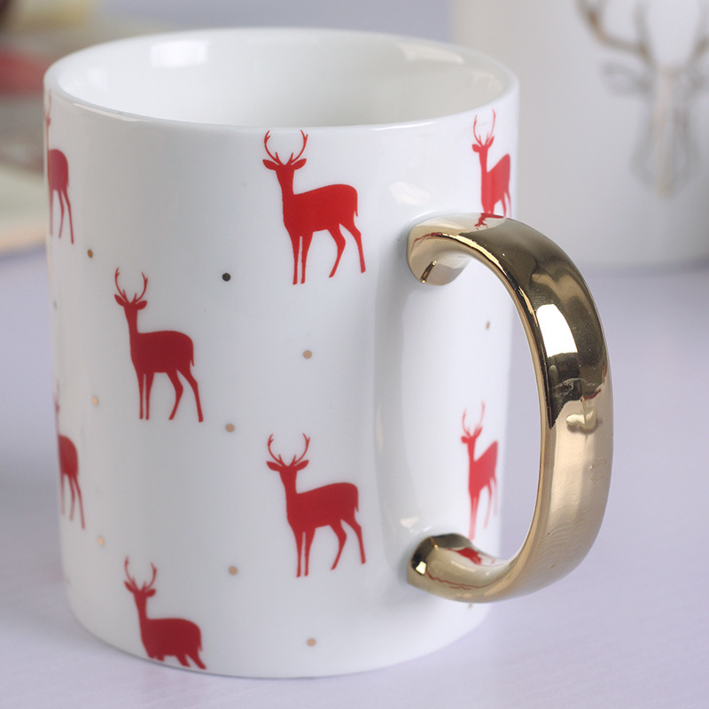 Royal Style Unique Fancy Gold Handle Coffee Ceramic Mug