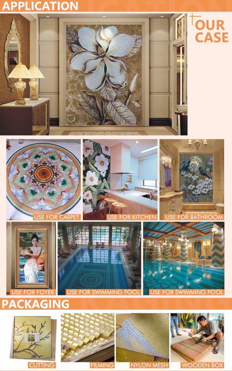 European Style Living Room Colour Mixture Glass Mosaic Art Designs