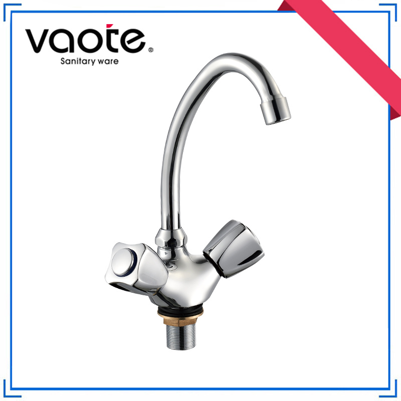 Double Handle Brass Kitchen Sink Mixer Faucet with Feet (VT60905)