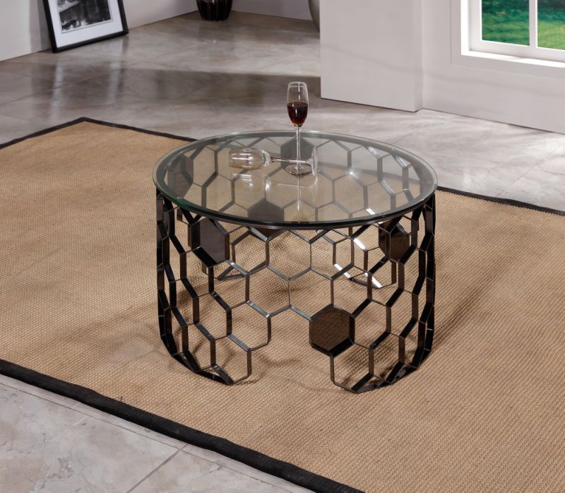 Round Top Living Room Customzied Gass Base Art Coffee Table Furniture