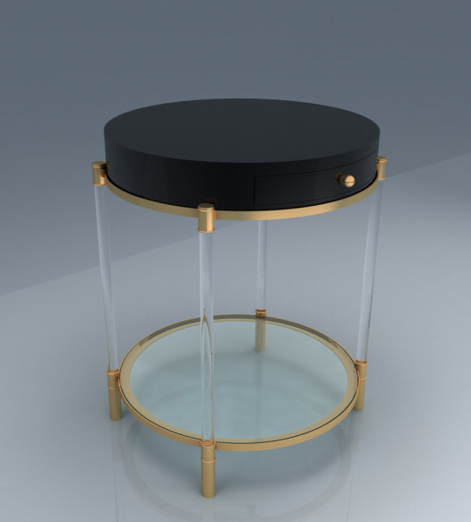 Luxury Two Tiers Acrylic Round Table with Wheels for Living Room