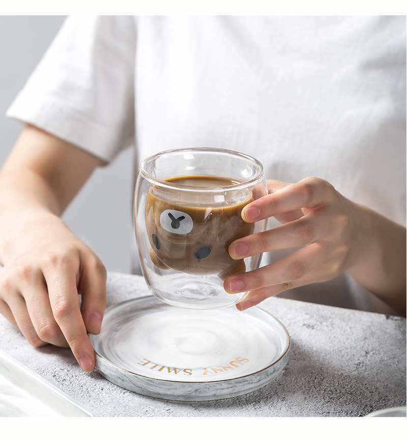 Reusable Coffee Mug Double Layer Drinking Glass Coffee Cup