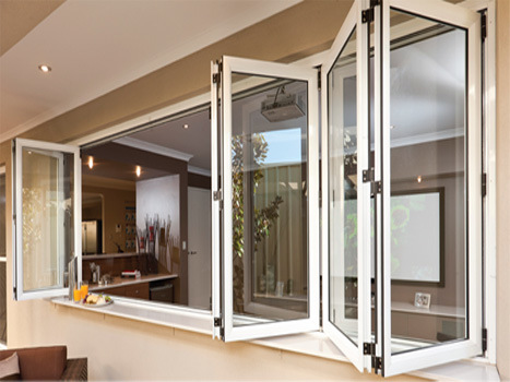 Powder Coating Black Aluminium Bi-Fold Doors with Tempered Glass