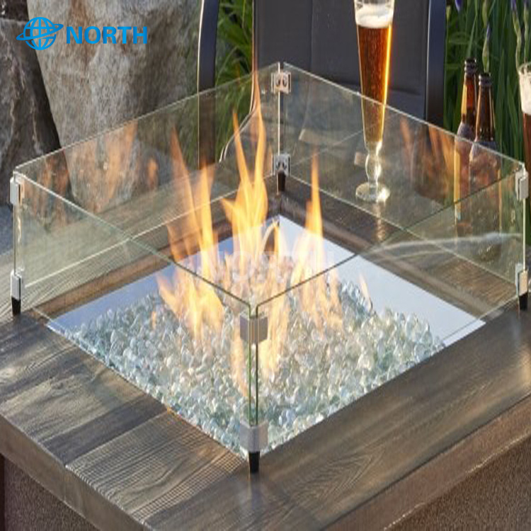 Round Flat Table Flame Guard Glass Wind Guard Glass for Fire Table and Fire Pit