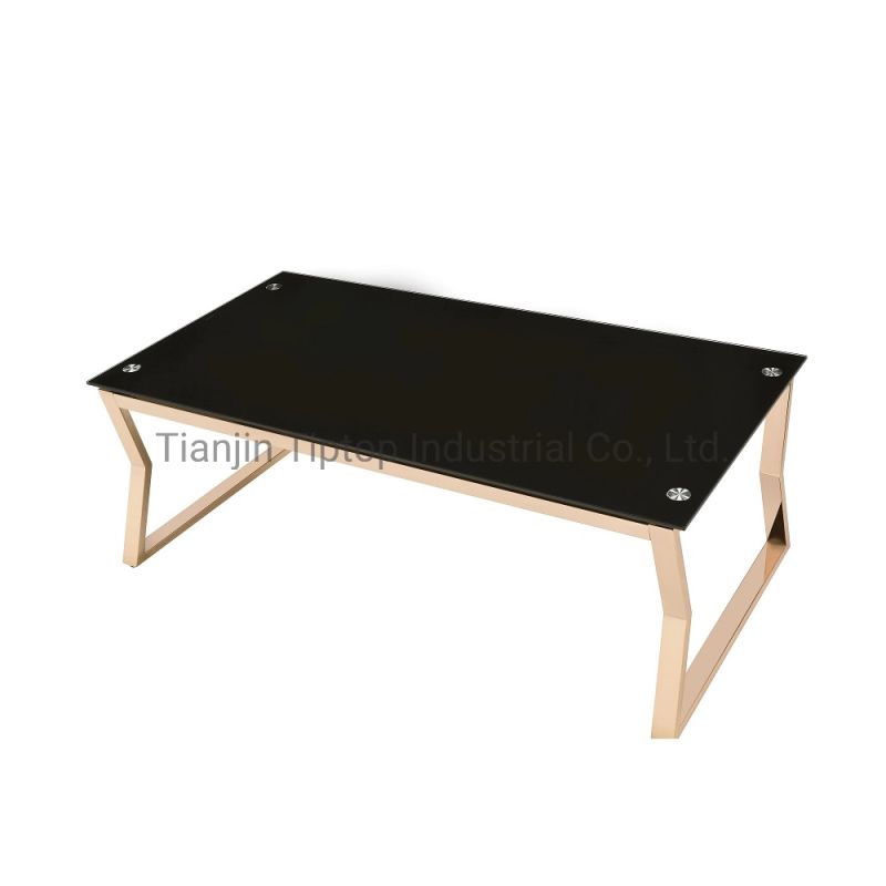 Clear Glass Top Coffee Table Stainless Steel Table Modern Coffee Table