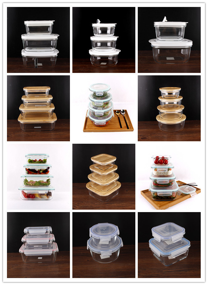 930ml Rectangular 3 Compartment Glass Storage Container Box Bento Lunch Box