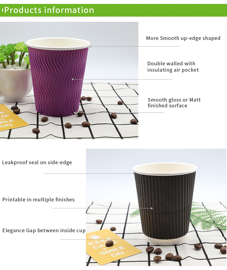Disposable Triple Walled Insulated Hot Coffee Paper Cups for Cafe