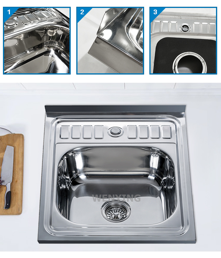 High Quality Single Bowl Indoor Stainless Steel Sink 600*500