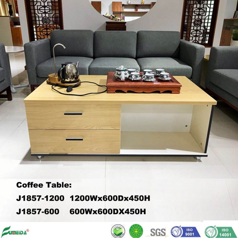 Walnut Color Nesting Tea Table with 4 Metal Legs