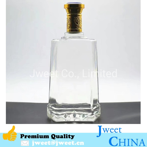 Rectangular Transparent Glass 375ml Brandy Liquor Glass Wine Bottle