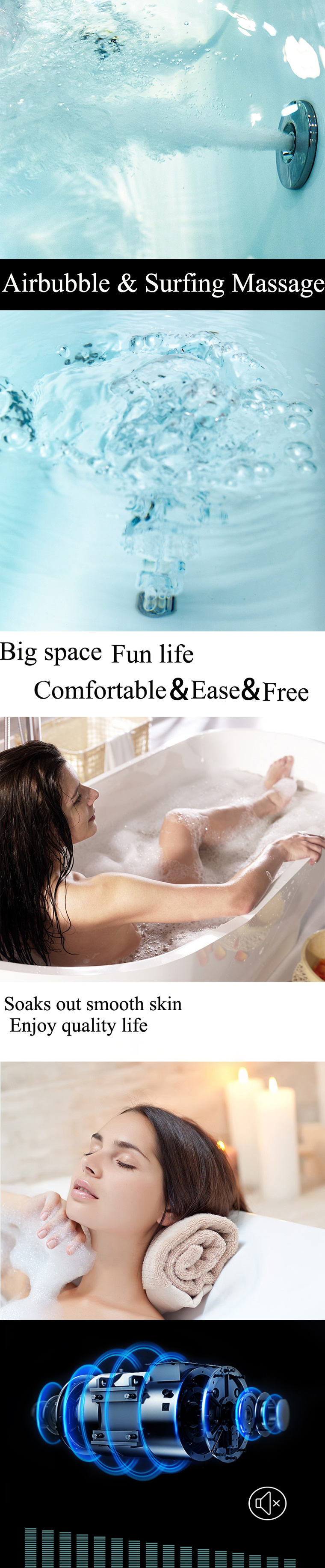 High Quality 1 Person Acrylic Embedded Bathtub Hot Tub for Apartment