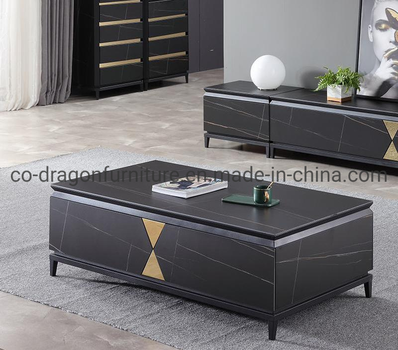 2021 Home Furniture Metal Legs Coffee Table with Marble Top