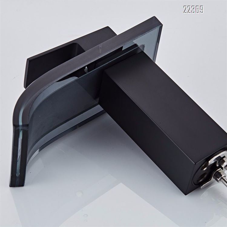 Single Handle Glass Waterfall Matte Black Faucet for Basin
