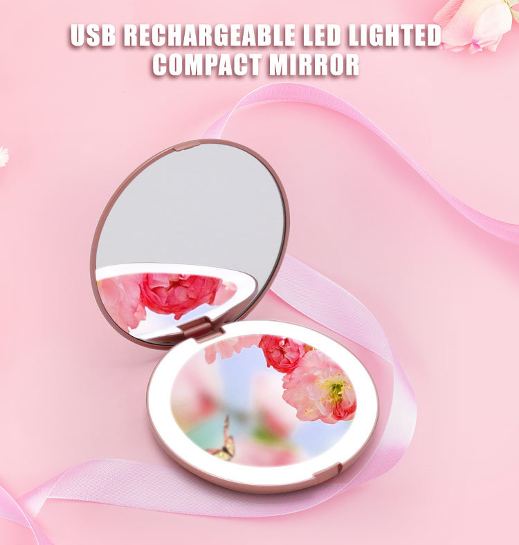 High Definition Rechargeable LED Portable Makeup Mirror Pocket Mirror