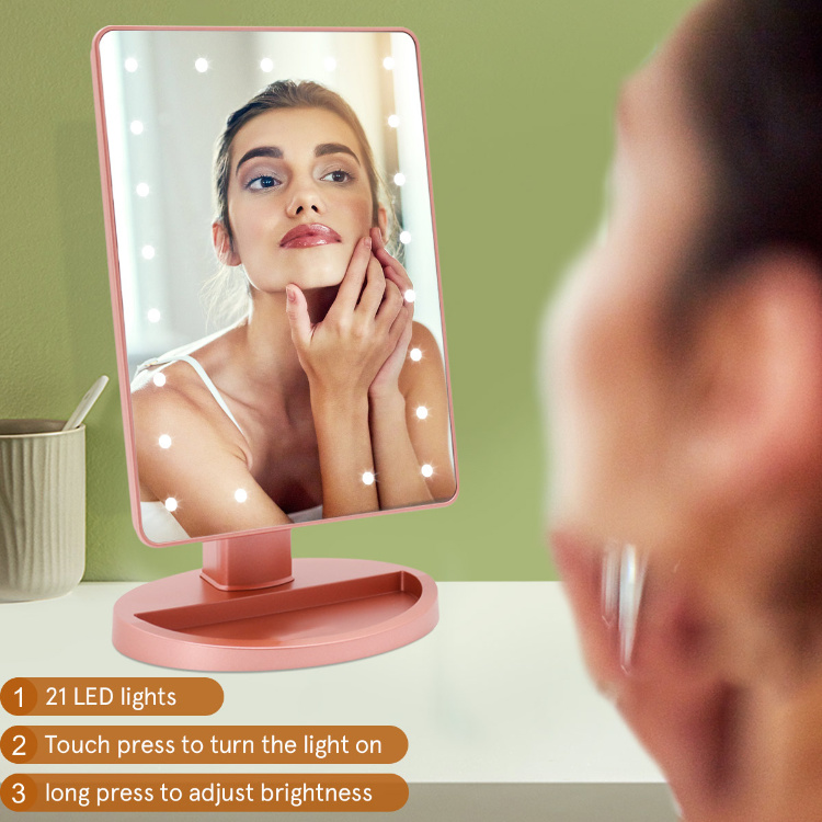 Lighted Makeup Desktop 21PCS LED Mirror with 10X Magnifying Mirror