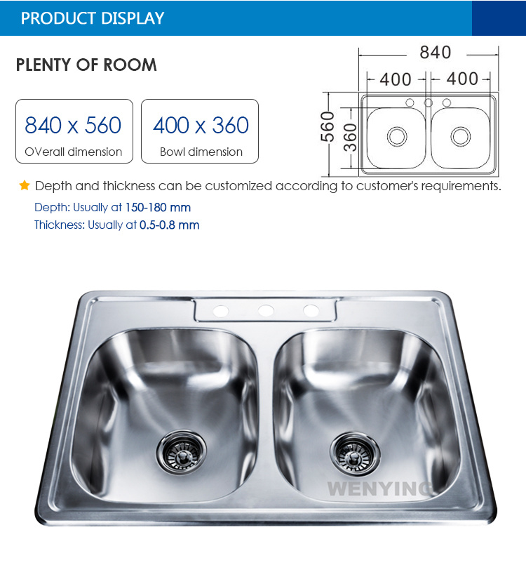 Available Project Double Bowl Sink Cheap Stainless Steel Sink for Kitchen