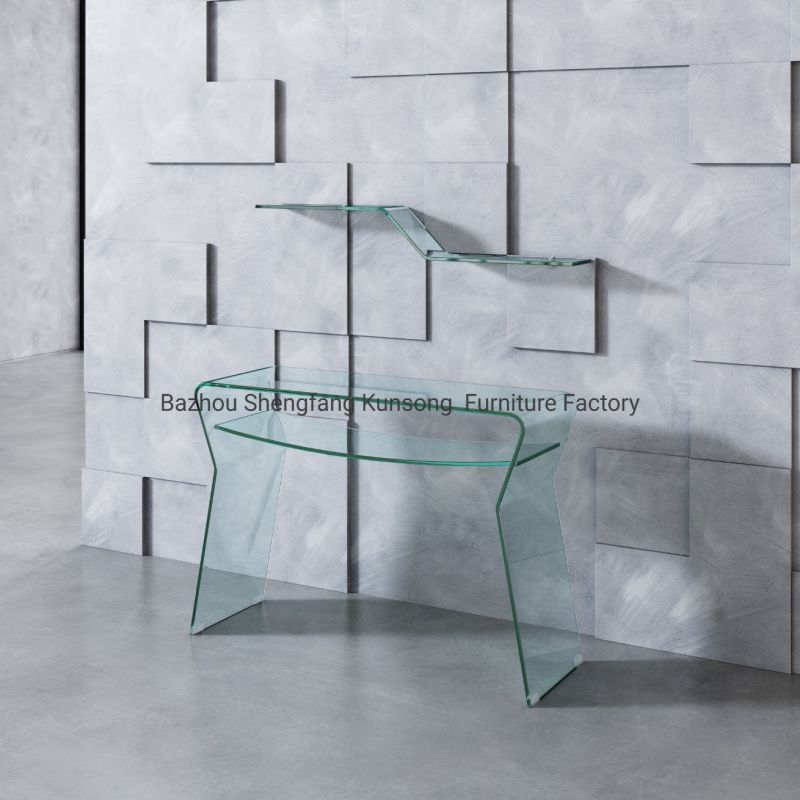Bent Glass Coffee Table in Modern Style in Marble Color