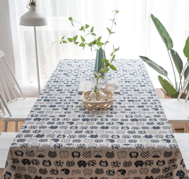 Cute Cat Cotton Coffee Table Cloth