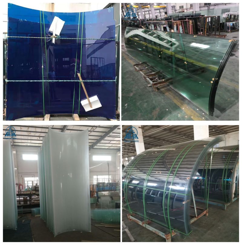 Custom 17.52 mm Low Iron Hot Bent Curved Tempered Laminated Glass for Project