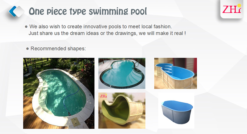Rectangle Fiberglass Pool with SPA and Tanning Ledge