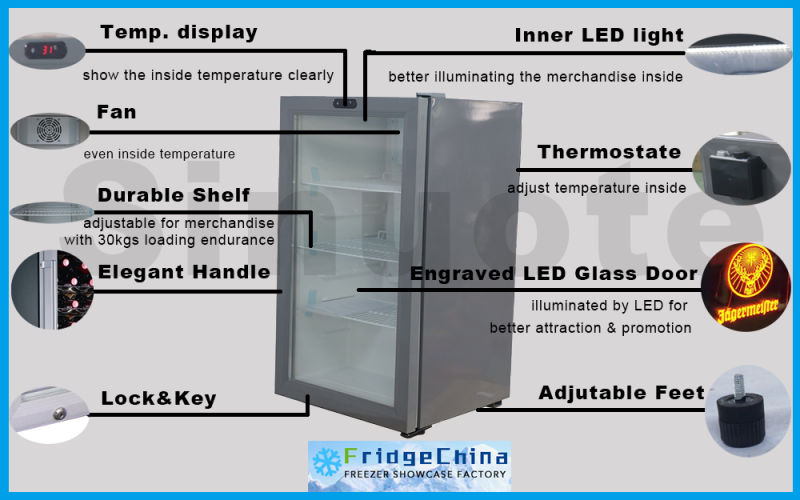 Drink Showcase Beverage Cooler with LED Glass Single Door